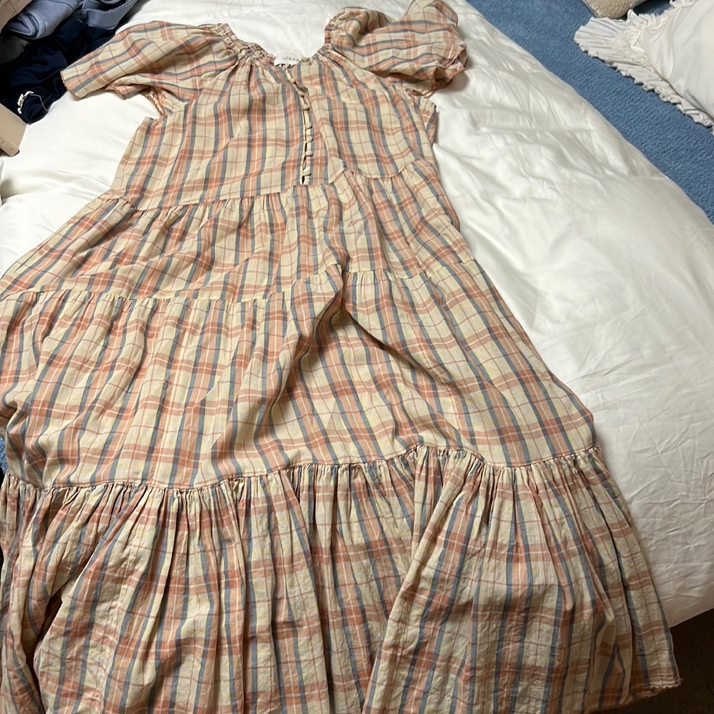 The Great, The Iris Dress In Rose-Washed Plaid, Size 3